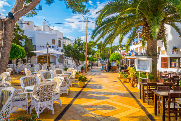 CALA D'OR, SPAIN, MAY 19, 2017: View of a narrow street in Cala D'or, Mallorca, Spain